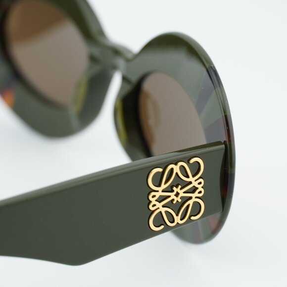 Loewe LW40091I 96E Sunglasses Havanan/Green Oval Frame, Brown Lenses main image 10